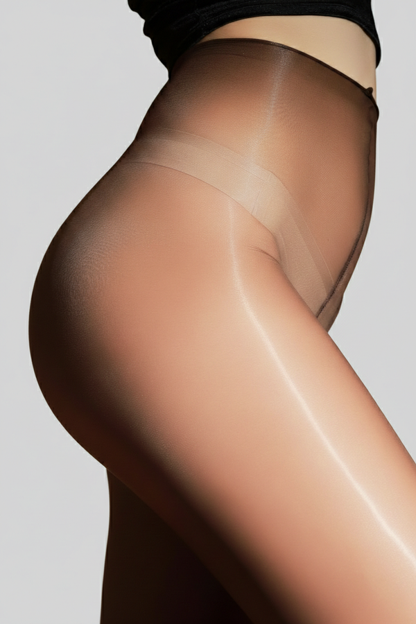 3D Two-Tone Aurora Pantyhose Silky Glossy Black Shiny Tights