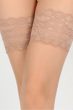 Cherays LIMERENCEM Monet Garden Gloss Silky Lace Thigh High Stockings