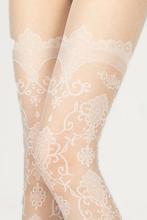 Cherays LIMERENCEM Baroque Floral Jacquard Sheer Patterned Tights