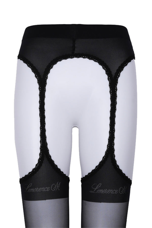 Cherays LIMERENCEM Cupid Four Way Hollow Lace Garter No Removal Silky Tights