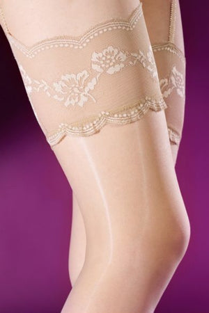 Cherays SK Aurora Gloss Silky Integrated Lace Garter Thigh High Stockings