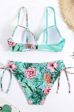 Floral Print Colorblock Bikini Two Piece Set