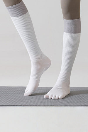 Professional Compression Mid Calf Toe Socks for Running Fitness and Jump Rope