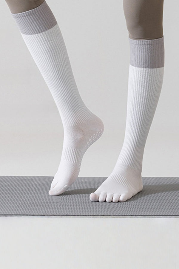 Professional Compression Mid Calf Toe Socks for Running Fitness and Jump Rope
