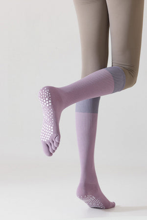 Professional Compression Mid Calf Toe Socks for Running Fitness and Jump Rope